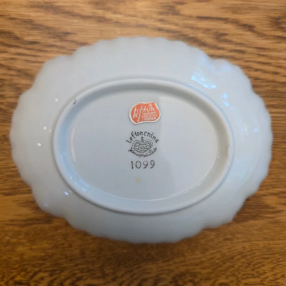25th Silver Anniversary Porcelain Trinket Dish Scalloped Oval Tray Doves Bells